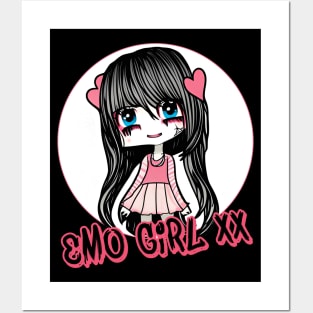 Emo Girl Cute Kawaii Chibi Egirl Punk Fan Posters and Art